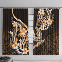 Orange Black Aloha Hawaii Window Curtain Polynesian Shark Tattoo Plumeria LT14 With Hooks Orange - Polynesian Pride