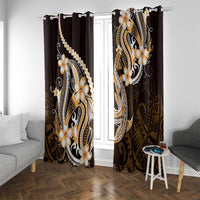 Orange Black Aloha Hawaii Window Curtain Polynesian Shark Tattoo Plumeria LT14 With Grommets Orange - Polynesian Pride
