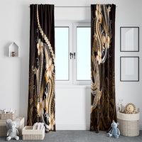 Orange Black Aloha Hawaii Window Curtain Polynesian Shark Tattoo Plumeria LT14 - Polynesian Pride