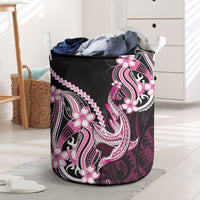 Pink Black Aloha Hawaii Laundry Basket Polynesian Shark Tattoo Plumeria LT14 Pink - Polynesian Pride