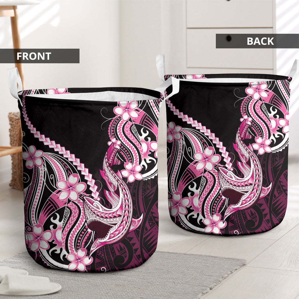 Pink Black Aloha Hawaii Laundry Basket Polynesian Shark Tattoo Plumeria LT14 - Polynesian Pride