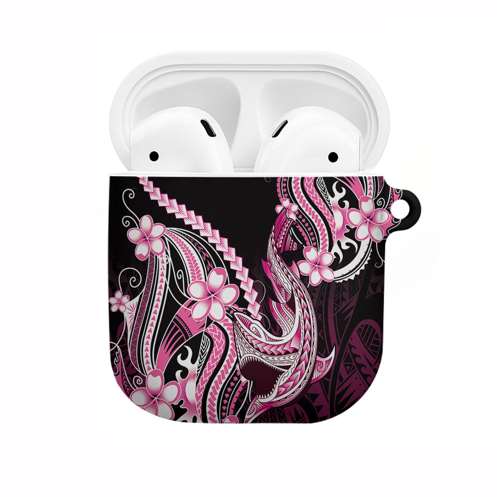 Pink Black Aloha Hawaii AirPods Case Polynesian Shark Tattoo Plumeria LT14 Pink - Polynesian Pride