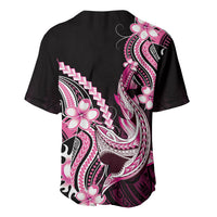 Pink Black Aloha Hawaii Baseball Jersey Polynesian Shark Tattoo Plumeria LT14 - Polynesian Pride