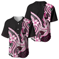 Pink Black Aloha Hawaii Baseball Jersey Polynesian Shark Tattoo Plumeria LT14 - Polynesian Pride