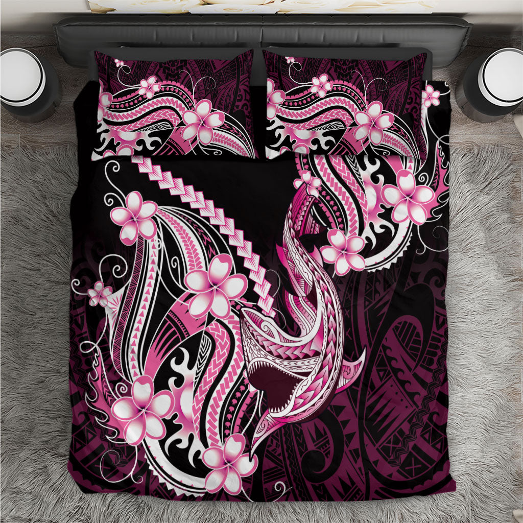 Pink Black Aloha Hawaii Bedding Set Polynesian Shark Tattoo Plumeria LT14 Pink - Polynesian Pride