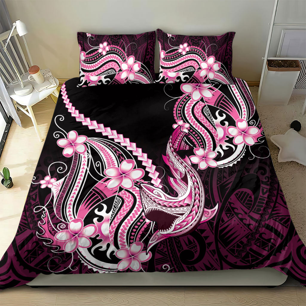Pink Black Aloha Hawaii Bedding Set Polynesian Shark Tattoo Plumeria LT14 - Polynesian Pride