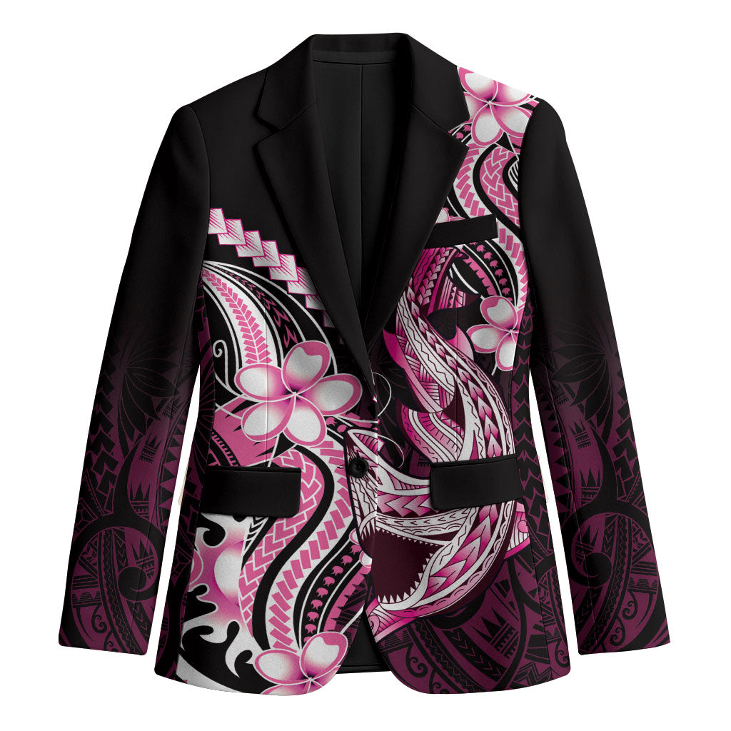 Pink Black Aloha Hawaii Blazer Polynesian Shark Tattoo Plumeria LT14 Unisex Pink - Polynesian Pride