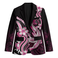 Pink Black Aloha Hawaii Blazer Polynesian Shark Tattoo Plumeria LT14 Unisex Pink - Polynesian Pride