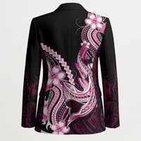 Pink Black Aloha Hawaii Blazer Polynesian Shark Tattoo Plumeria LT14 - Polynesian Pride