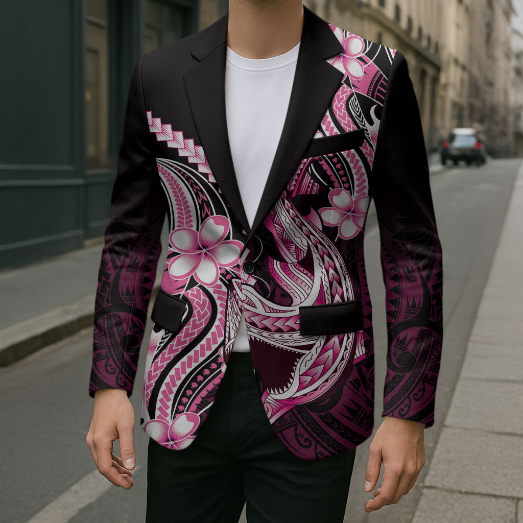 Pink Black Aloha Hawaii Blazer Polynesian Shark Tattoo Plumeria LT14 - Polynesian Pride