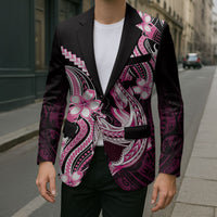 Pink Black Aloha Hawaii Blazer Polynesian Shark Tattoo Plumeria LT14 - Polynesian Pride