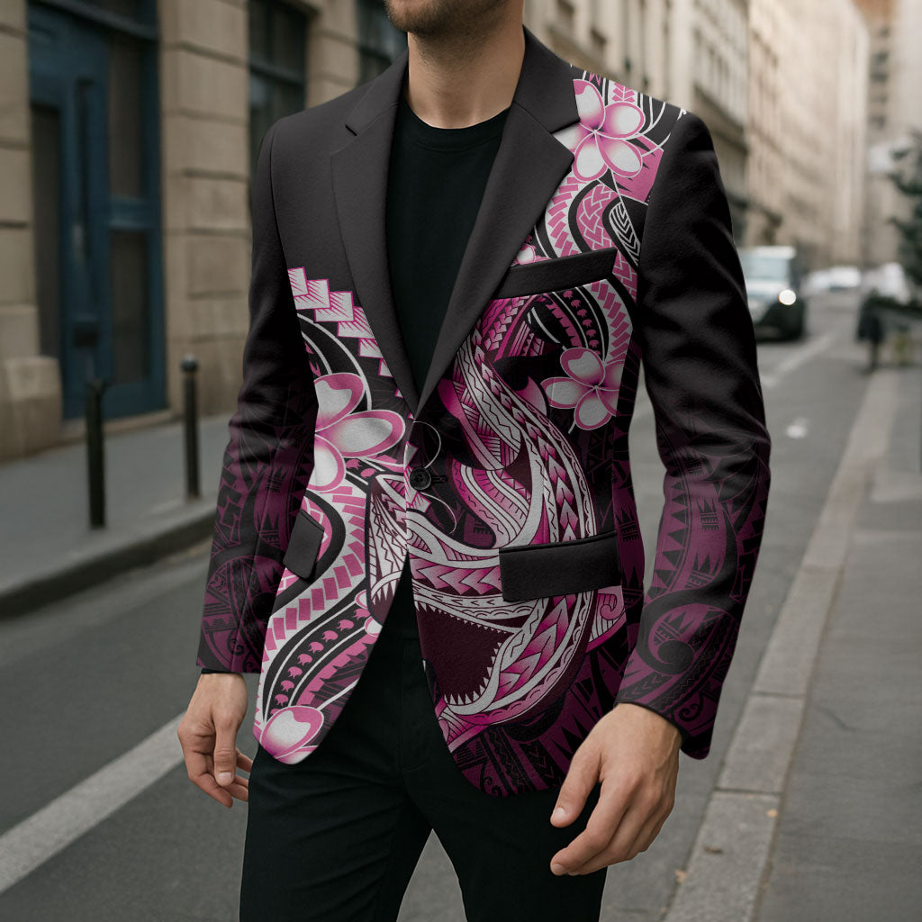 Pink Black Aloha Hawaii Blazer Polynesian Shark Tattoo Plumeria LT14 - Polynesian Pride