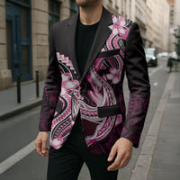 Pink Black Aloha Hawaii Blazer Polynesian Shark Tattoo Plumeria LT14 - Polynesian Pride