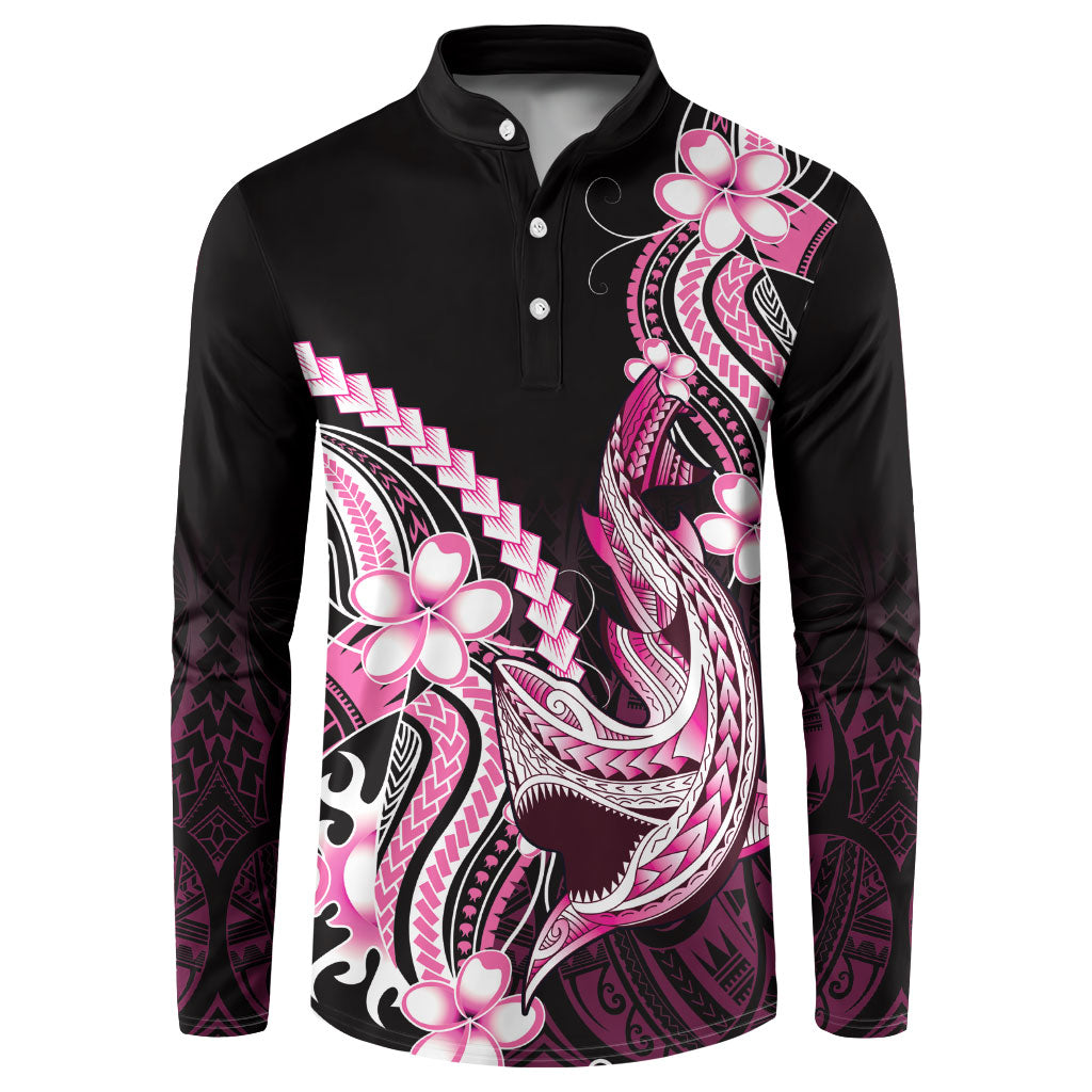 Pink Black Aloha Hawaii Button Sweatshirt Polynesian Shark Tattoo Plumeria LT14 Pink - Polynesian Pride