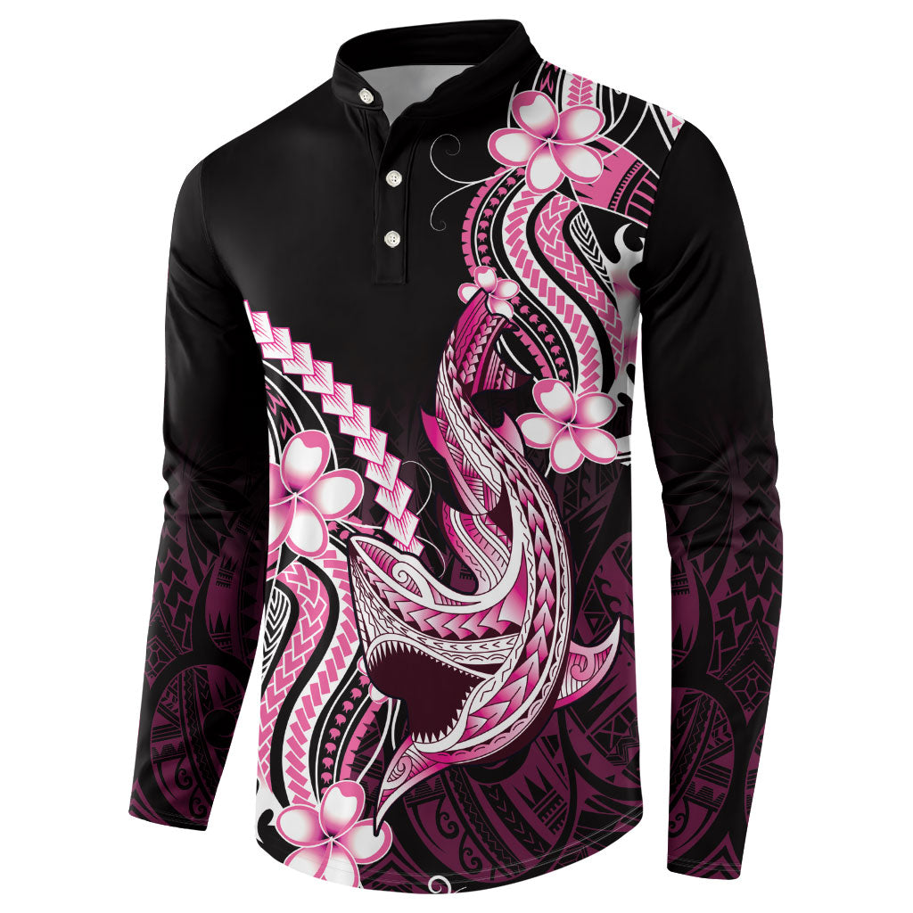 Pink Black Aloha Hawaii Button Sweatshirt Polynesian Shark Tattoo Plumeria LT14 - Polynesian Pride