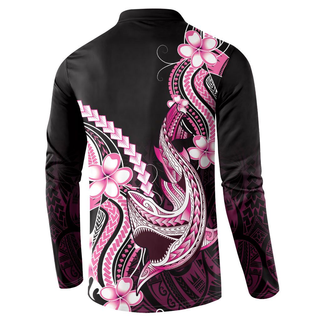 Pink Black Aloha Hawaii Button Sweatshirt Polynesian Shark Tattoo Plumeria LT14 - Polynesian Pride