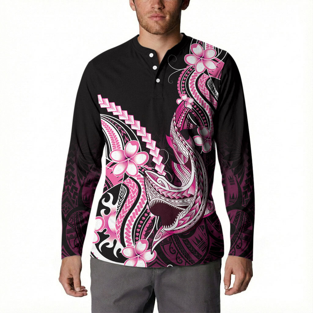 Pink Black Aloha Hawaii Button Sweatshirt Polynesian Shark Tattoo Plumeria LT14 - Polynesian Pride