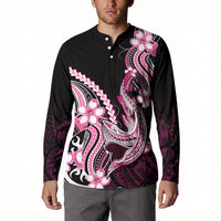 Pink Black Aloha Hawaii Button Sweatshirt Polynesian Shark Tattoo Plumeria LT14 - Polynesian Pride