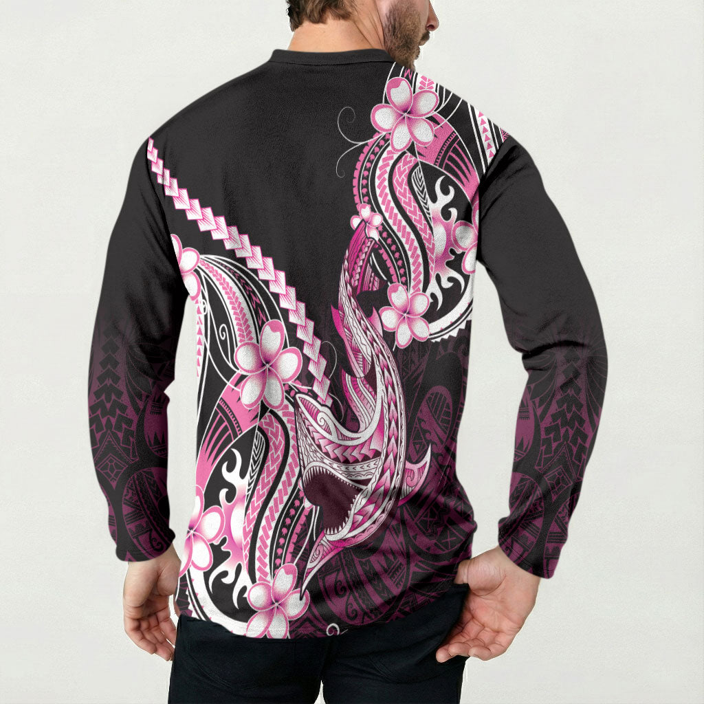 Pink Black Aloha Hawaii Button Sweatshirt Polynesian Shark Tattoo Plumeria LT14 - Polynesian Pride