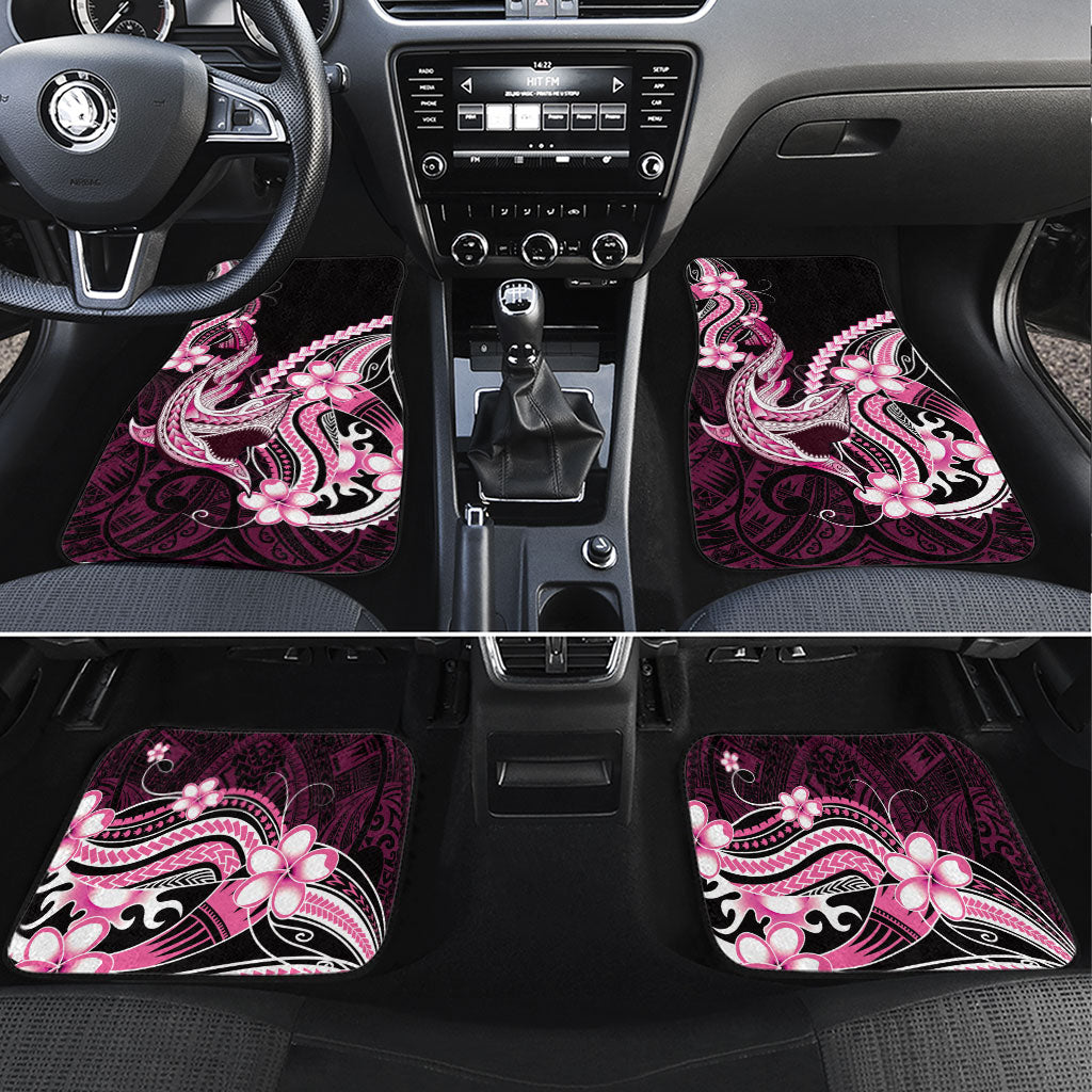 Pink Black Aloha Hawaii Car Mats Polynesian Shark Tattoo Plumeria LT14 Set 4pcs Pink - Polynesian Pride