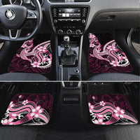 Pink Black Aloha Hawaii Car Mats Polynesian Shark Tattoo Plumeria LT14 Set 4pcs Pink - Polynesian Pride