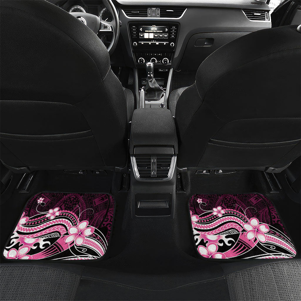 Pink Black Aloha Hawaii Car Mats Polynesian Shark Tattoo Plumeria LT14 Set 2pcs - Back Pink - Polynesian Pride