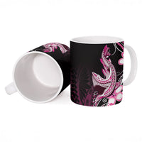Pink Black Aloha Hawaii Ceramic Mug Polynesian Shark Tattoo Plumeria LT14 - Polynesian Pride