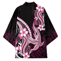 Pink Black Aloha Hawaii Kimono Polynesian Shark Tattoo Plumeria LT14 - Polynesian Pride
