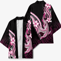 Pink Black Aloha Hawaii Kimono Polynesian Shark Tattoo Plumeria LT14 - Polynesian Pride