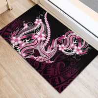 Pink Black Aloha Hawaii Rubber Doormat Polynesian Shark Tattoo Plumeria LT14 - Polynesian Pride