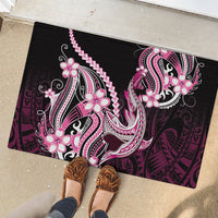 Pink Black Aloha Hawaii Rubber Doormat Polynesian Shark Tattoo Plumeria LT14 - Polynesian Pride