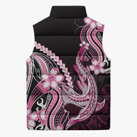 Pink Black Aloha Hawaii Sleeveless Puffer Jacket Polynesian Shark Tattoo Plumeria LT14 - Polynesian Pride