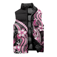 Pink Black Aloha Hawaii Sleeveless Puffer Jacket Polynesian Shark Tattoo Plumeria LT14 - Polynesian Pride