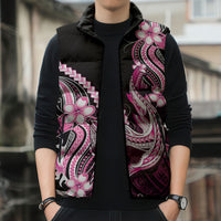 Pink Black Aloha Hawaii Sleeveless Puffer Jacket Polynesian Shark Tattoo Plumeria LT14 - Polynesian Pride