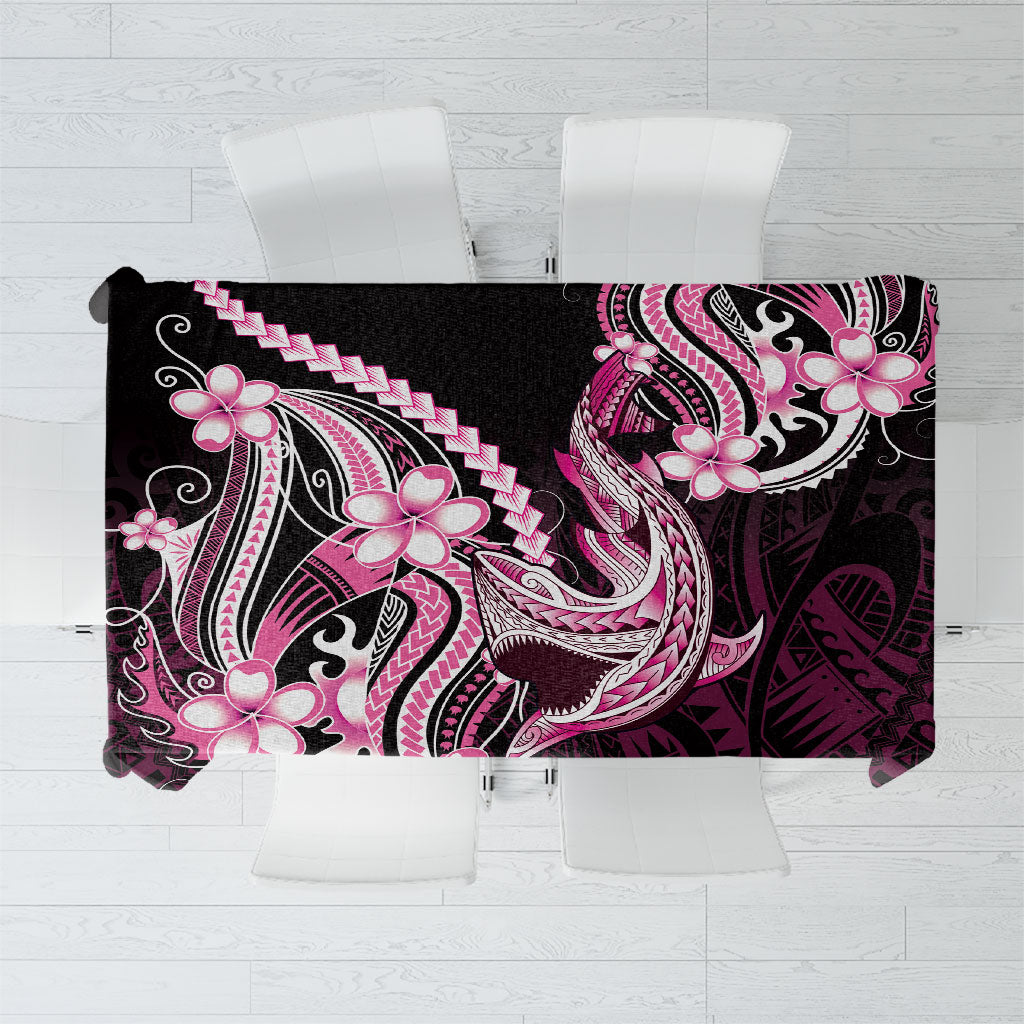 Pink Black Aloha Hawaii Tablecloth Polynesian Shark Tattoo Plumeria LT14 Pink - Polynesian Pride