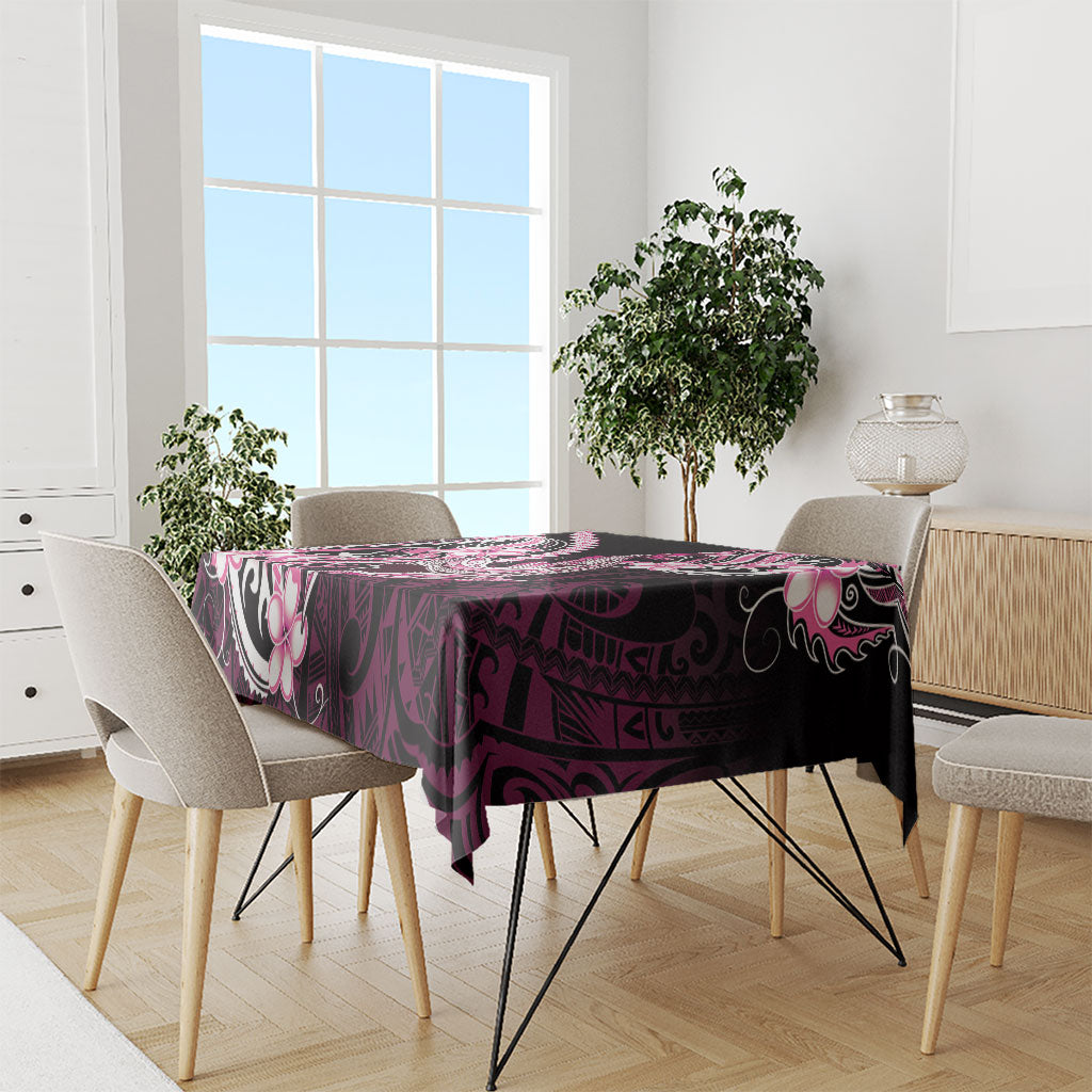 Pink Black Aloha Hawaii Tablecloth Polynesian Shark Tattoo Plumeria LT14 - Polynesian Pride