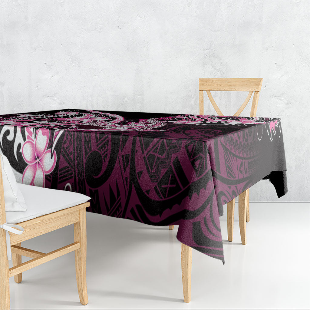 Pink Black Aloha Hawaii Tablecloth Polynesian Shark Tattoo Plumeria LT14 - Polynesian Pride