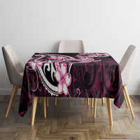 Pink Black Aloha Hawaii Tablecloth Polynesian Shark Tattoo Plumeria LT14 - Polynesian Pride