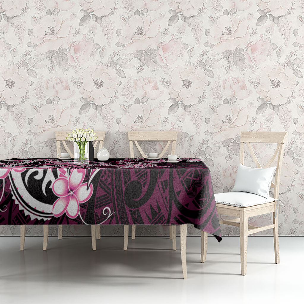 Pink Black Aloha Hawaii Tablecloth Polynesian Shark Tattoo Plumeria LT14 - Polynesian Pride