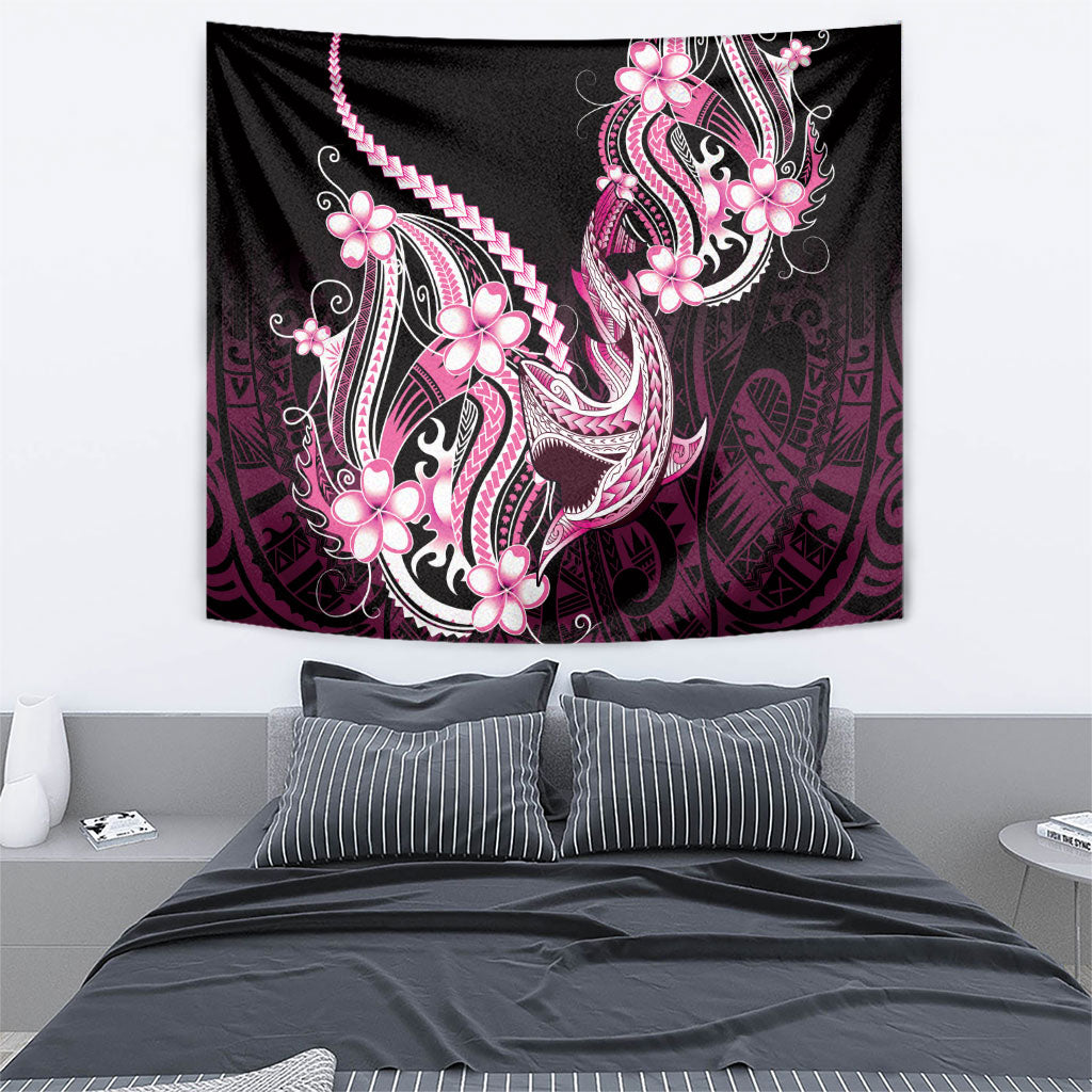 Pink Black Aloha Hawaii Tapestry Polynesian Shark Tattoo Plumeria LT14 - Polynesian Pride