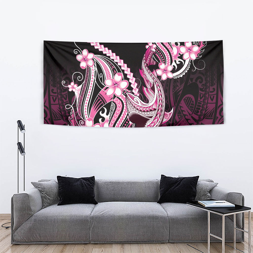 Pink Black Aloha Hawaii Tapestry Polynesian Shark Tattoo Plumeria LT14 - Polynesian Pride