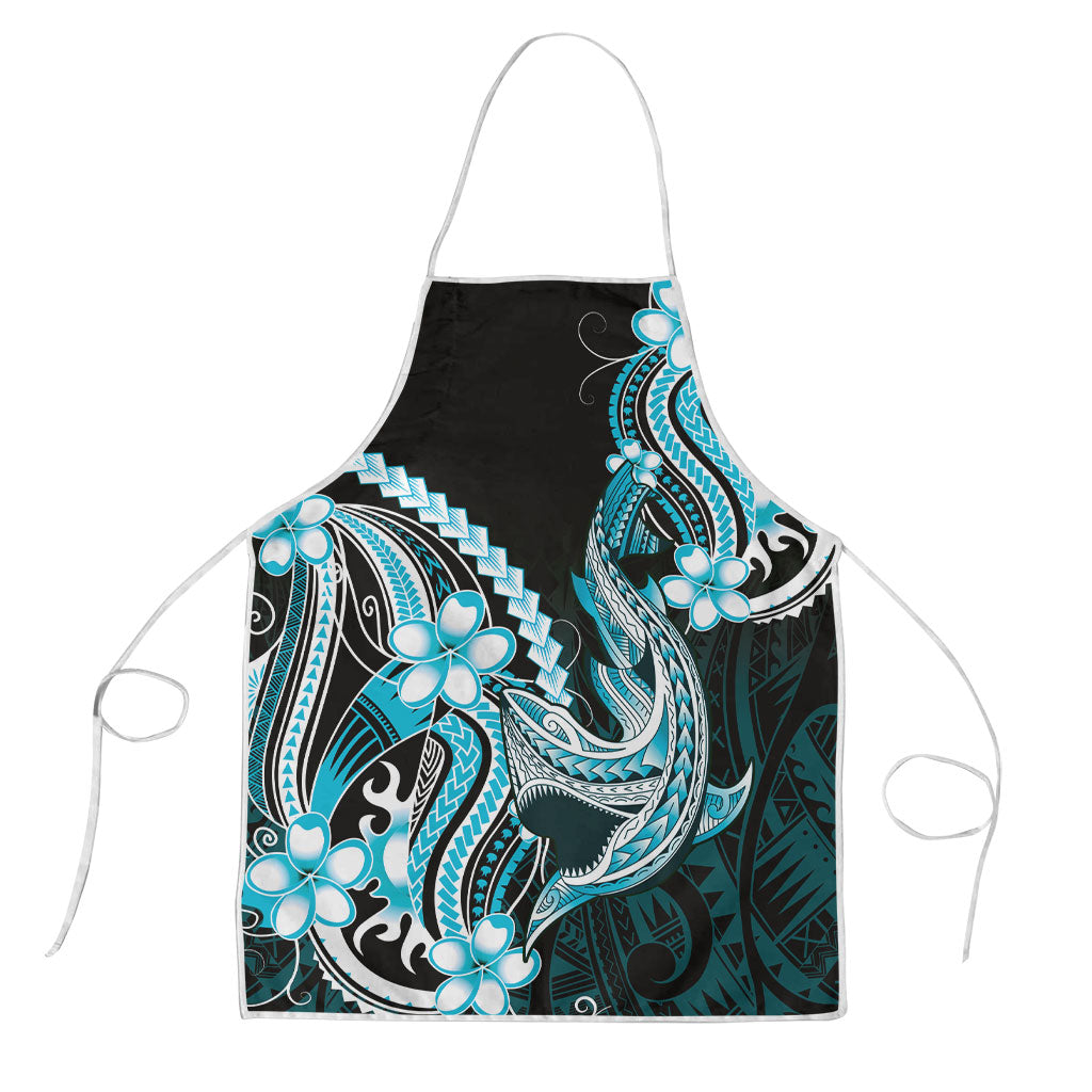 Blue Black Aloha Hawaii Apron Polynesian Shark Tattoo Plumeria LT14 Blue - Polynesian Pride