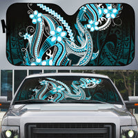 Blue Black Aloha Hawaii Auto Sun Shade Polynesian Shark Tattoo Plumeria LT14 Blue - Polynesian Pride