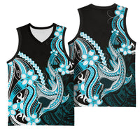 Blue Black Aloha Hawaii Basketball Jersey Polynesian Shark Tattoo Plumeria LT14 - Polynesian Pride
