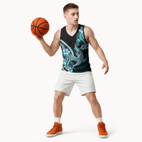 Blue Black Aloha Hawaii Basketball Jersey Polynesian Shark Tattoo Plumeria LT14 - Polynesian Pride