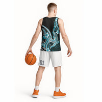 Blue Black Aloha Hawaii Basketball Jersey Polynesian Shark Tattoo Plumeria LT14 - Polynesian Pride