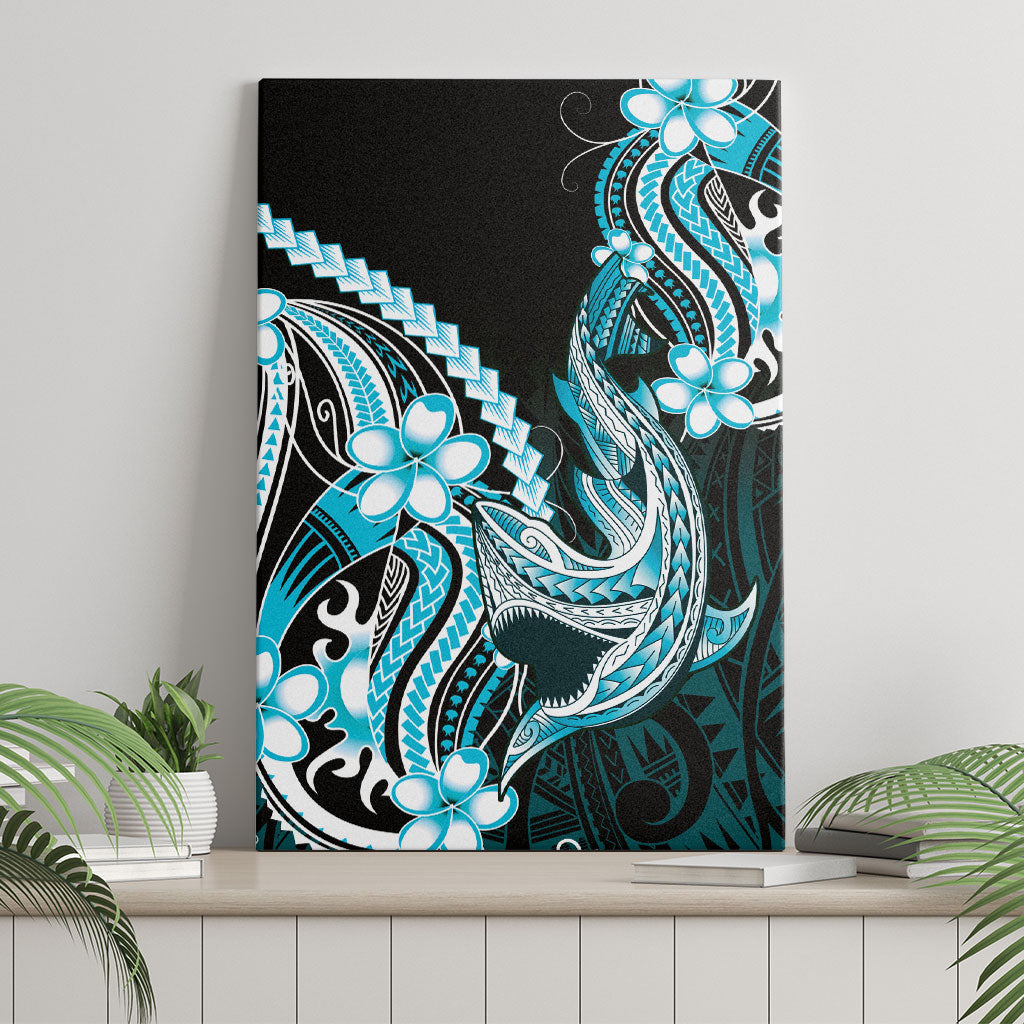 Blue Black Aloha Hawaii Canvas Wall Art Polynesian Shark Tattoo Plumeria LT14 - Polynesian Pride