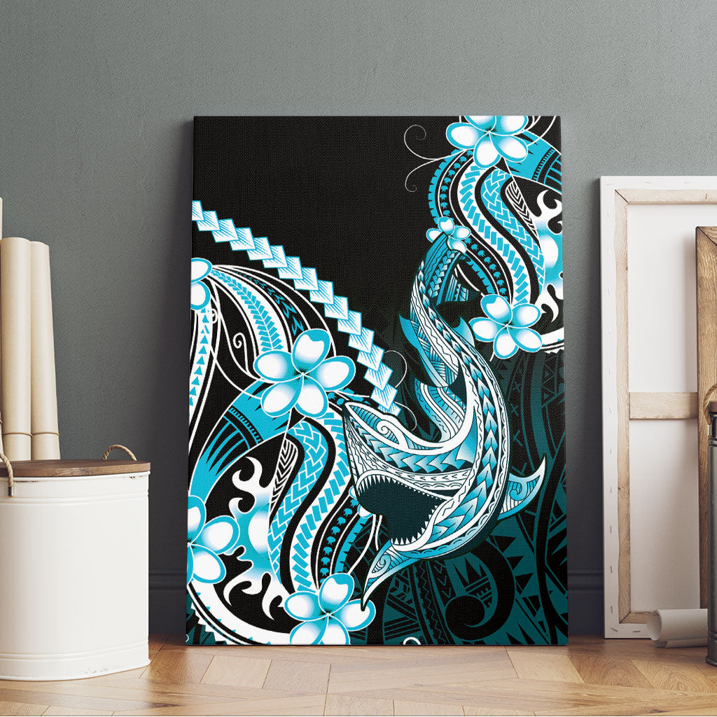 Blue Black Aloha Hawaii Canvas Wall Art Polynesian Shark Tattoo Plumeria LT14 - Polynesian Pride