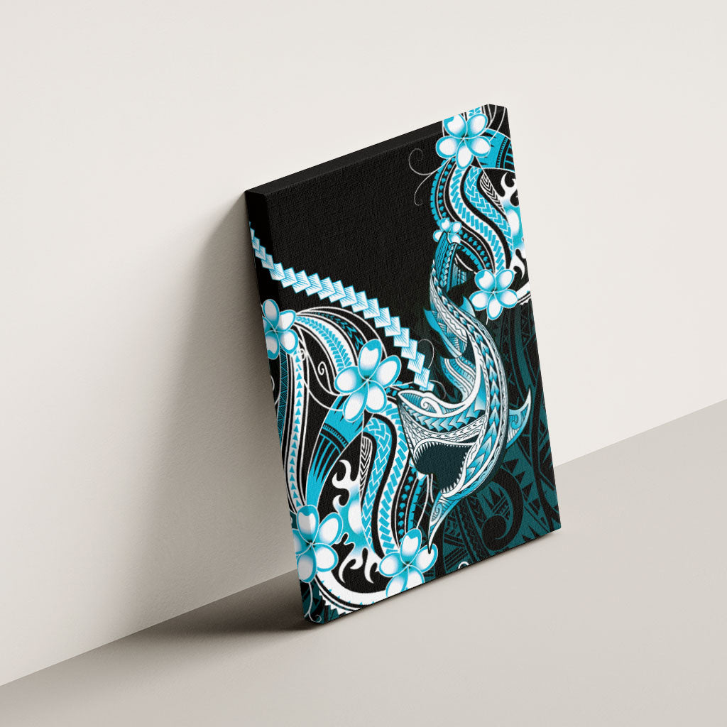 Blue Black Aloha Hawaii Canvas Wall Art Polynesian Shark Tattoo Plumeria LT14 - Polynesian Pride
