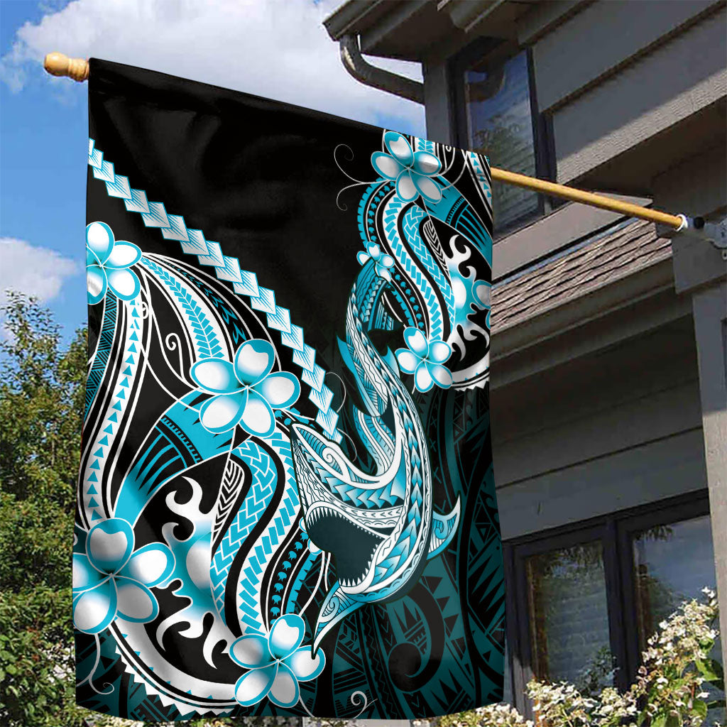 Blue Black Aloha Hawaii Garden Flag Polynesian Shark Tattoo Plumeria LT14 - Polynesian Pride